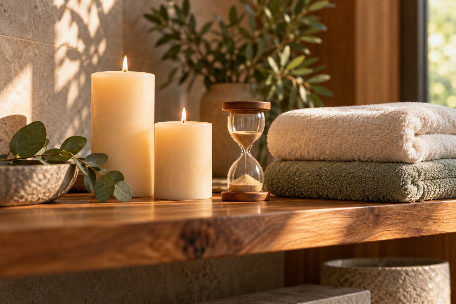 Warm natural spa photograph illustrating 60 vs. 90-Minute Massage
