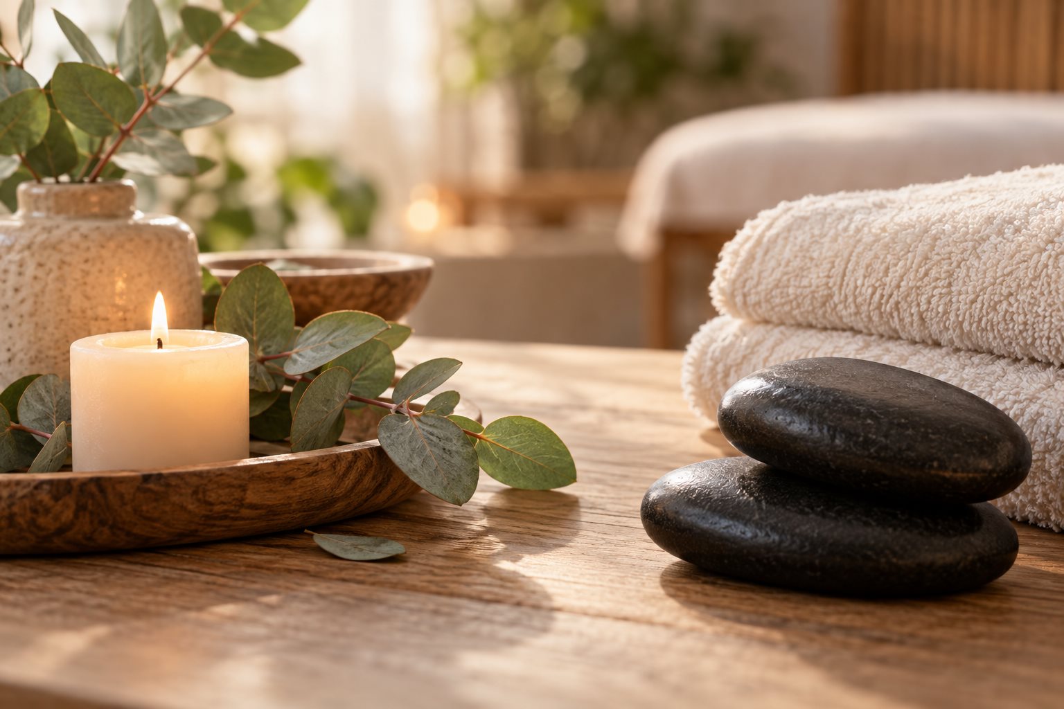 Warm natural spa photograph illustrating Relaxation vs. Deep Tissue Massage