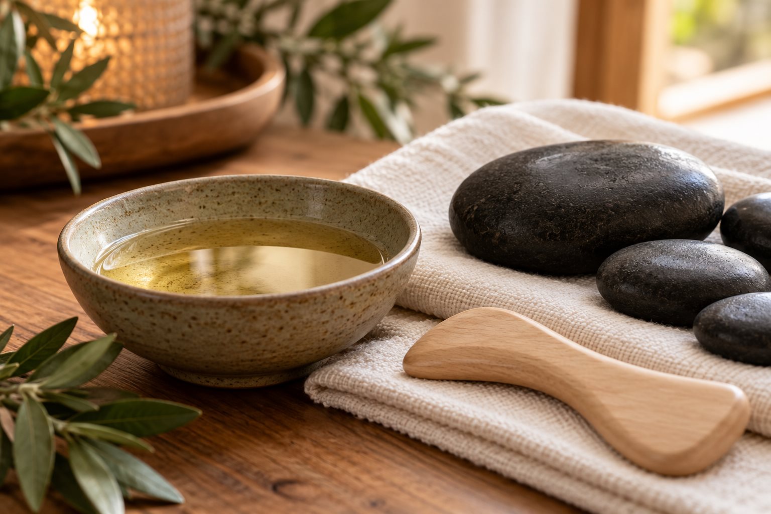 Warm natural spa photograph illustrating Swedish vs. Deep Tissue Massage