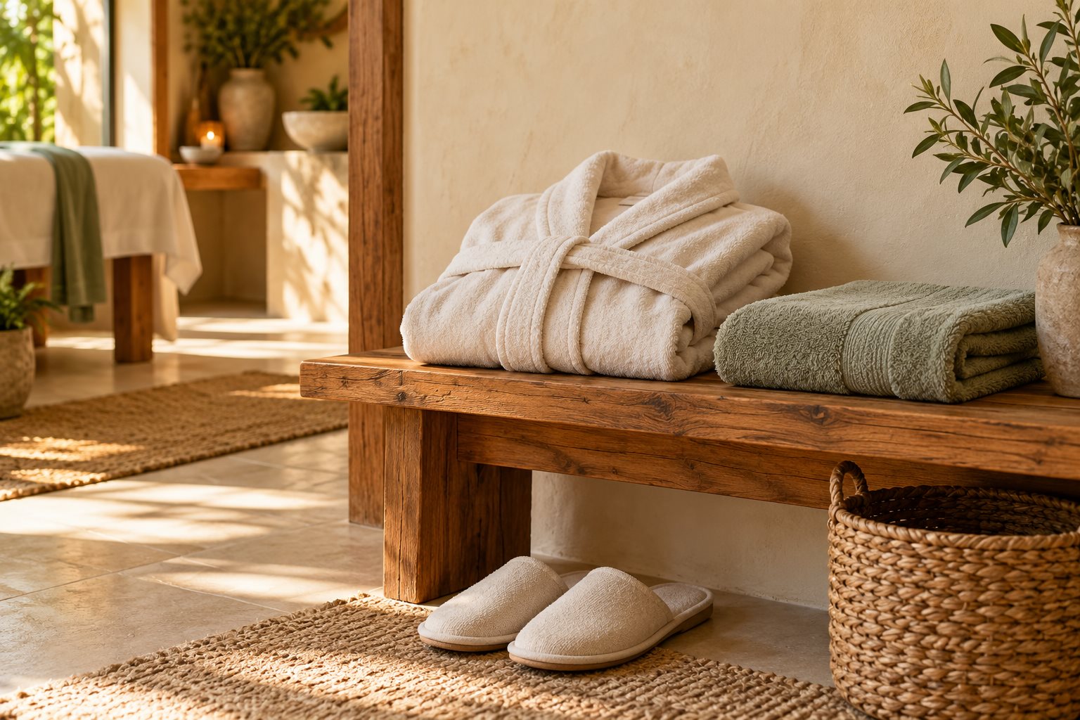 Warm natural spa photograph illustrating What to Wear to a Massage
